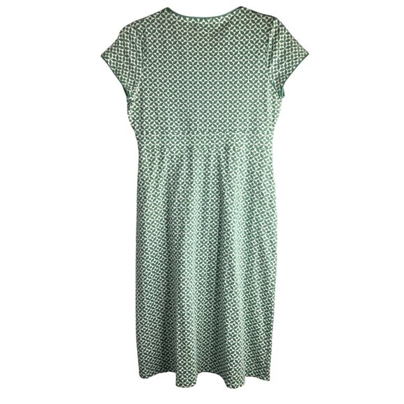 Boden Lola Jersey Knit Faux Wrap Dress Geo Pinwheel Print Green V-Neckline Sz 10 - Picture 7 of 11